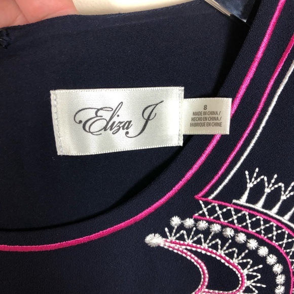 Eliza J. Blue Paisley Embroidered Shift Dress - Picture 4 of 8